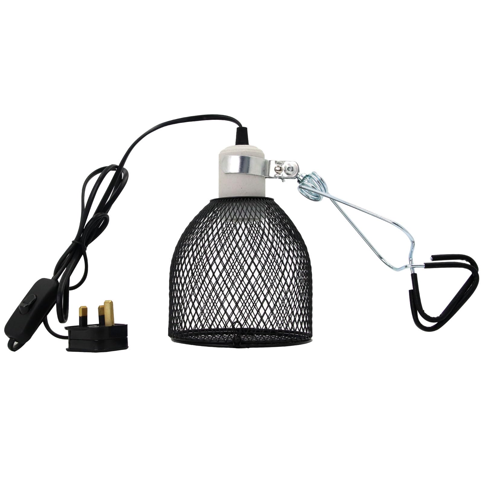 Houtokit Reptile Heating Lamp with Clip, Tortoise Ceramic Heat Lamps Lampshade Holder for E27 UVA UVB Bulbs Reptile Anti-scalding Bracket Cage for Lizard Spider Snake Bearded Dragon Chick