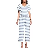 Lands' End Women's Cooling Pajama Set - Short Sleeve Top and Crop Pants