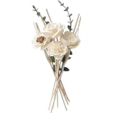 Flower Reed Diffuser Sticks Set of 12, Handmade Sola Wood Flowers with Faux Eucalyptus Stems, Reed Diffuser Sticks for Home Fragrance, Bathroom Aromatherapy &amp; Decoration