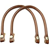 Waziaqoc 2 Pcs Brown Leather Purse Handles Replacement, Shoulder Strap Purse Straps, 0.5 Inch Wide 15.7 Inch Length Handbag Handles for Handbag DIY Making Accessories, with Button