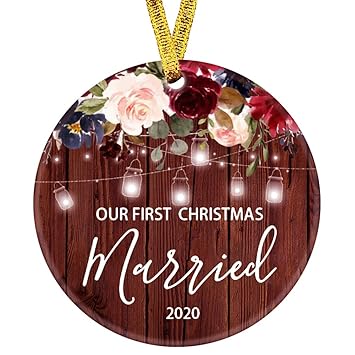 first christmas married ornament 2020 Buy Kooer Our First Christmas Married Ornament 2020 1st Year Married Newlyweds 3 Flat Circle Porcelain Ceramic Ornament Married Online At Low Prices In India Amazon In first christmas married ornament 2020