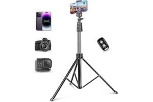 Eicaus Adjustable 72'' Cell Phone Tripod with Remote Control - Versatile Selfie Stick Tripod for Live Streaming, Vlogging, and More - Compatible with iPhone, Android, GoPro, Cameras Black