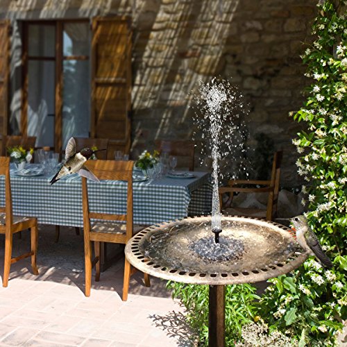 Solar Fountain Pump, Solar Bird Bath Fountain 1.4W Free Standing Solar Powered Water Pumps Panel Kit Outdoor Birdbath Watering Submersible Pump for Pond, Garden and Patio
