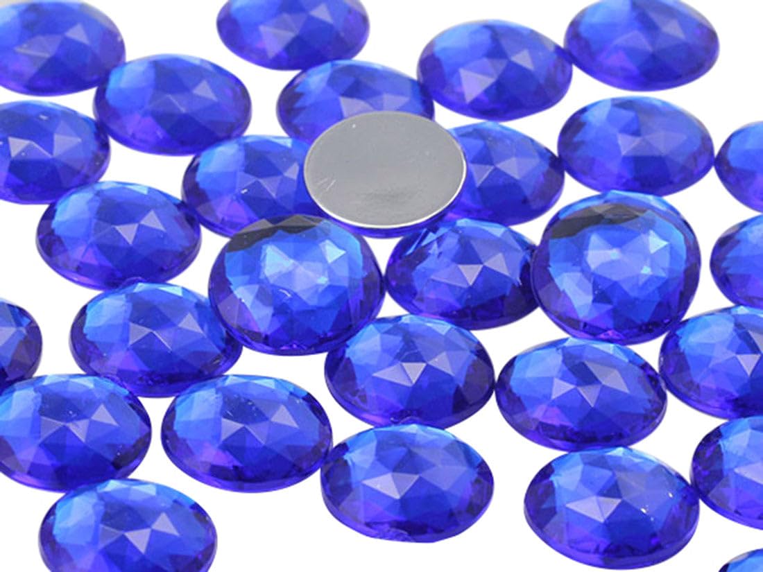 18mm Flat Back Round Acrylic Rhinestones Jewels Plastic Gems Embelishments for Cosplay/Costumes Jewelry Making - 30 Pieces (Blue Sapphire A09) — image 1