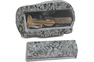 Spare Key Hider Rock - Hide a Key Outside in a Real-Looking Stone, Key Hiders Outside for Outdoor Garden or Yard (Gray)