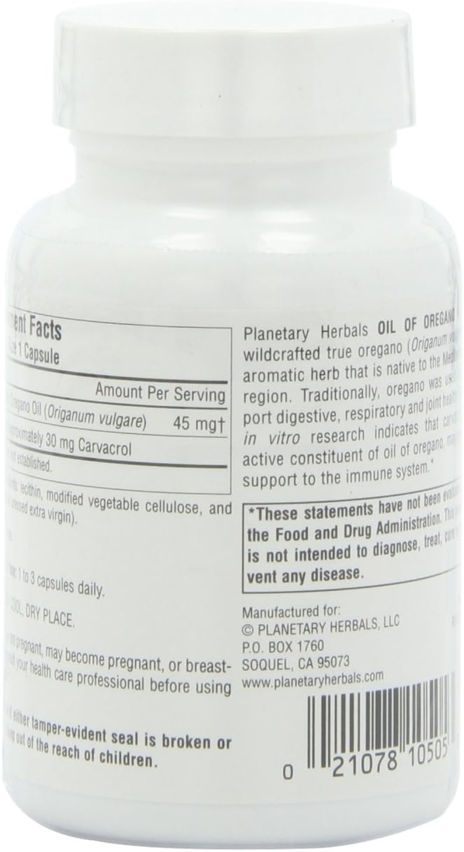 Planetary Herbals Oil of Oregano, May Provide Support To The Immune System,60 Vegetarian Capsules: Health & Personal Care