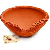 SATVIK Akhand Clay Diya for Diwali Pujan Pooja Traditional Whole Night Terracotta Earthen Deepawali Diya. (Design 1)