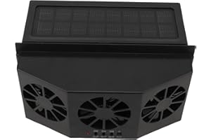Fdit 1.5w Solar Powered Car Ventilator, Solar Powered Car Ventilator Three Hole Vehicle Rowing Fan Solar Exhaust Fan Car Air Circulating (Black)