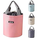 INVODA Lunch Bag Reusable Portable Bento Bag Insulated Lunch Bag Cooler Bag Bucket Leakproof Lunch Bags for Work Picnic Outdoor (Pink)