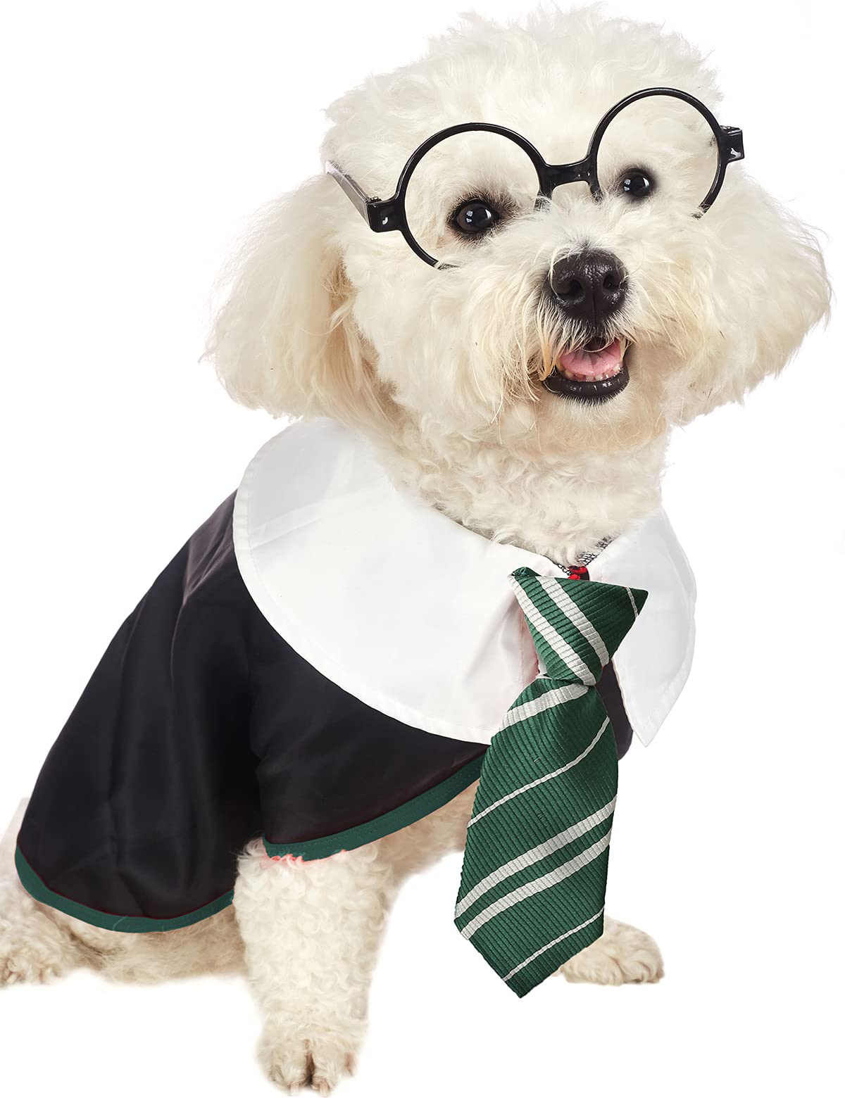 Impoosy Pet Halloween Dog Shirts Funny Cat Wizard Costume Cute Apparel Soft Clothes with Glasses (Medium,Neck:14")