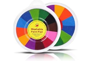 Mesen Ink Pad, 13 Colors Rainbow Multi Color Craft Ink Pad Stamps Partner DIY Color, Washable Color Painting Card Making Stamp Pad for Kids Rubber Stamp Crafting Paper Wood Fabric Scrapbook (7 inch)