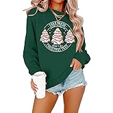 MOUSYA Farm Fresh Christmas Tree Cakes Sweatshirt Woman Christmas Crewneck Sweater Xmas Gifts Top Casual Long Sleeve Tops