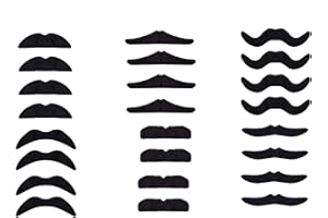 BENILAX 24 Pieces Fake Mustaches, Self Adhesive Novelty Mustache Fiesta Party Supplies for Masquerade Party Black