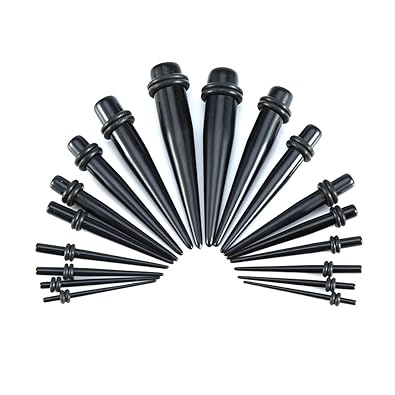 Expansores de Cuerno Oreja de acrílico doble 18pcs O-Ring Ear Plug Piercing Taper Expander