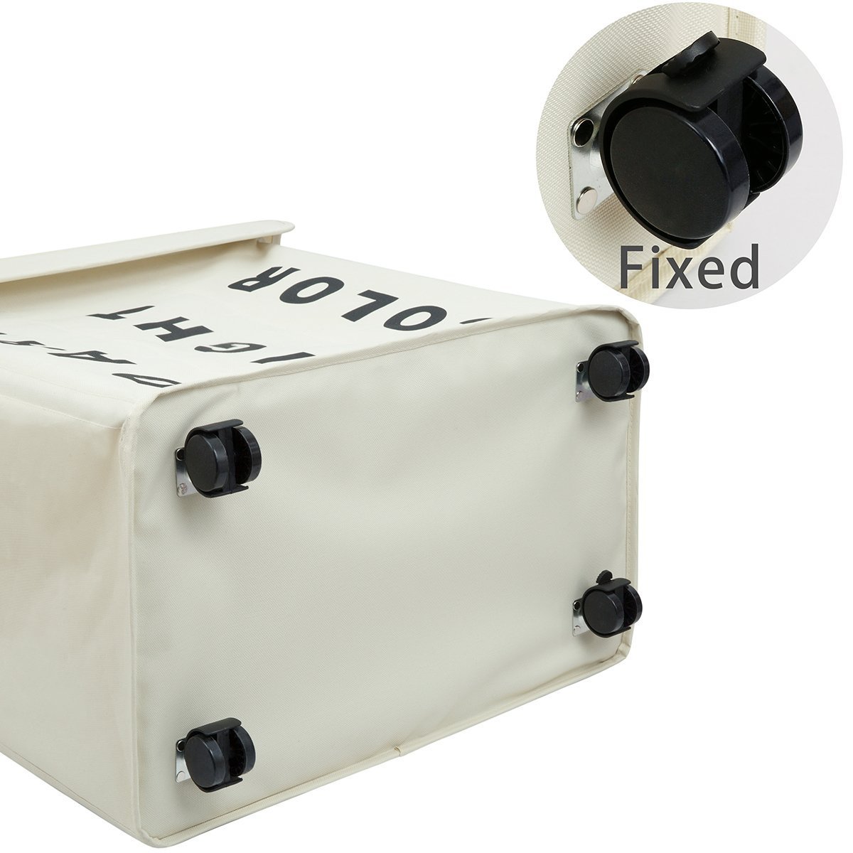 WOWLIVE 3 Section Laundry Hamper on Wheels Rolling Tall Collapsible Corner Laundry Basket Sorter with Lid Waterproof Rectangular Dirty Clothes Organizer Storage Bin (Cream)