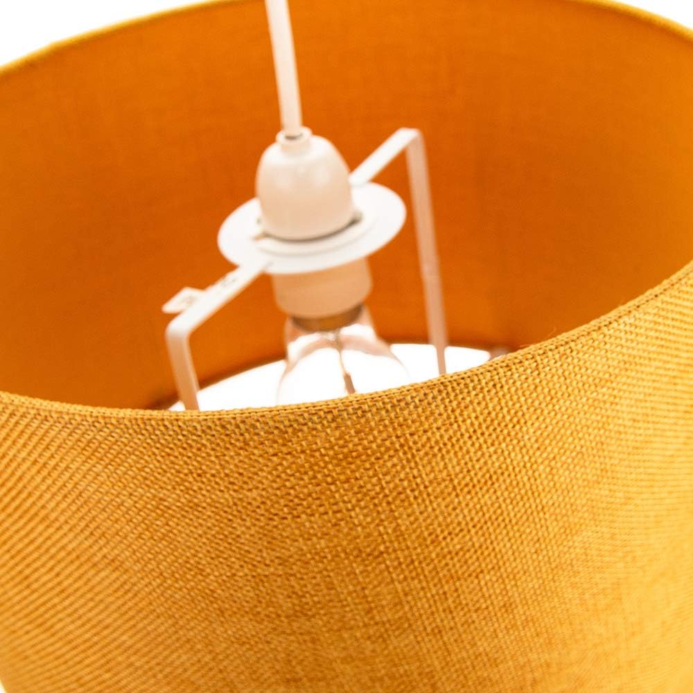 Contemporary and Sleek 12 Inch Ochre Linen Fabric Drum Lamp Shade 60w Maximum, 12" Drum - Image 4