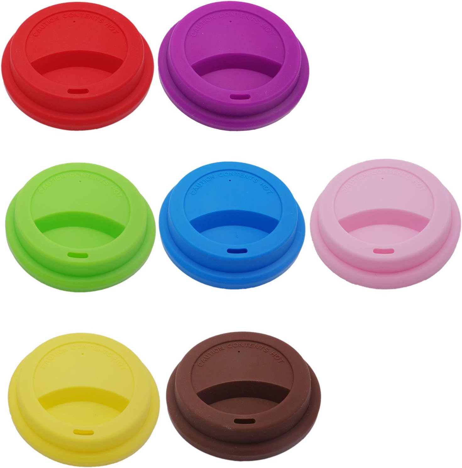 Pack of 7 Silicone Cup Lids, AntiDust Spill Proof Replacement Coffee Mug Lids Cover
