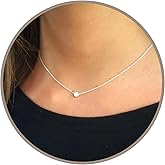 Annika Bella Tiny Bead Necklace, 14 Inch Necklace, Adjustable Chain Choker, Dot Charm Choker, Sterling Silver or Gold Jewelry, Gift for Her