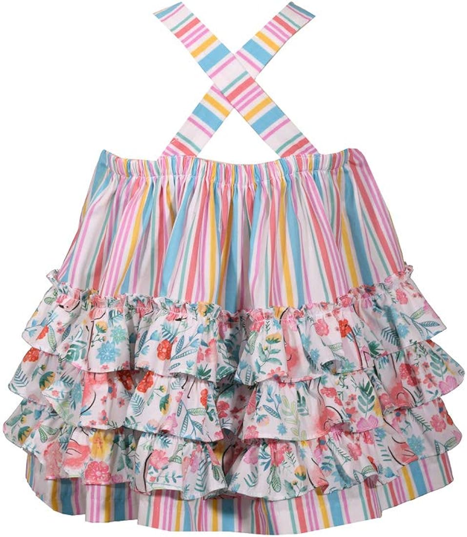 Bonnie Jean Baby Girl's Dress - Cotton Sundress with Rainbow Ruffles and Stripes: Clothing