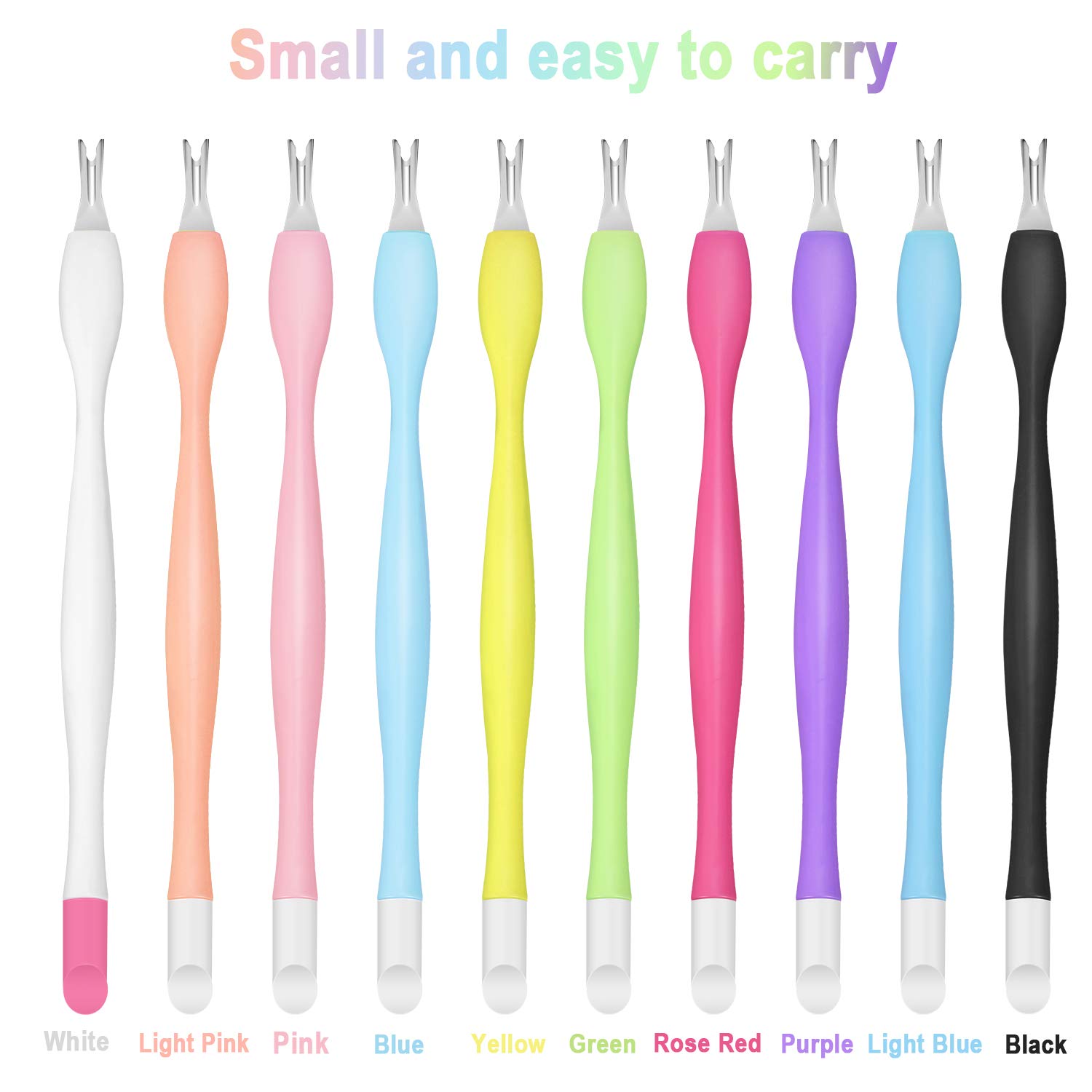 60 Pieces Cuticle Trimmer Remover Pusher Rubber Nail Cuticle Pusher Tipped Nail Cleaner Fork Double End Dead Skin Callus Removal Practical Nail Art Tools for Men and Women, 10 Colors : Beauty