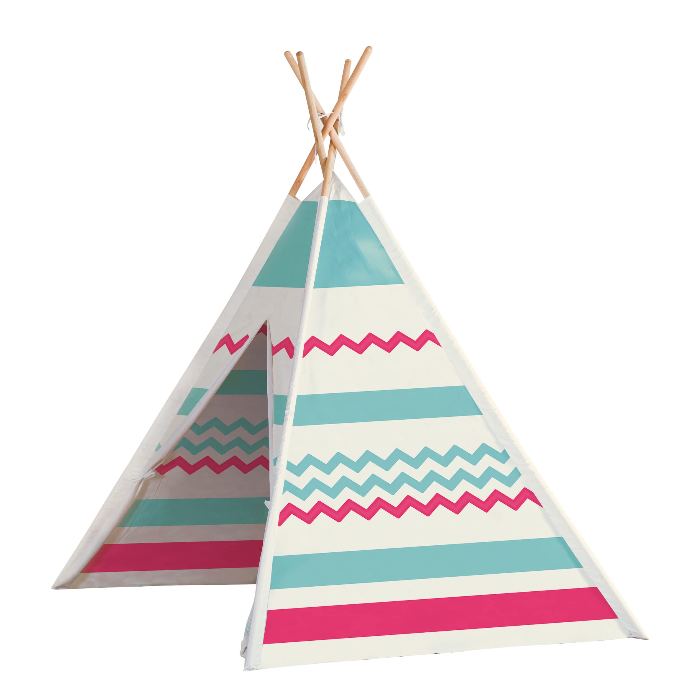John 7026293 77204 Teepee Play Tent, White/Pink/Turquoise/Natural