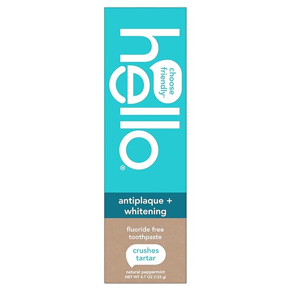HELLO ANTIPLAQUE AND WHITENING FLUORIDE FREE TOOTHPASTE, WHITENING...