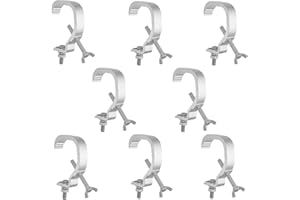 KOHAND 8 Pack Stage Light Clamp Hook, Aluminum Alloy Truss C-Clamp, Heavy Duty Stage Lights Truss Clamp for DJ Lighting Par Lights Spot Lights, Fit for 1.18-2 Inch OD Tube/Pipe, Silver