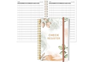 Heveboik Check Registers for Personal Checkbook - A5 Checkbook Register for Personal Checkbook, Expense Ledger Book for Personal and Small Business, Rose Leaf