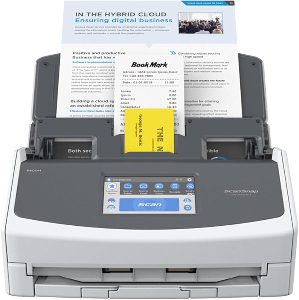 ScanSnap iX1600 White Duplex Scanner with WiFi Touchscreen ADF 50-Sheet