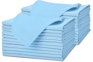 Avalon Kitchen Cloth Napkins Pack of 24 - Light Blue Napkins 17x17 Inches Linen Napkins - 100% Polyester Dinner Napkins Durable, Soft and Absorbent with Hemmed Edges Ideal for Parties and Wedding