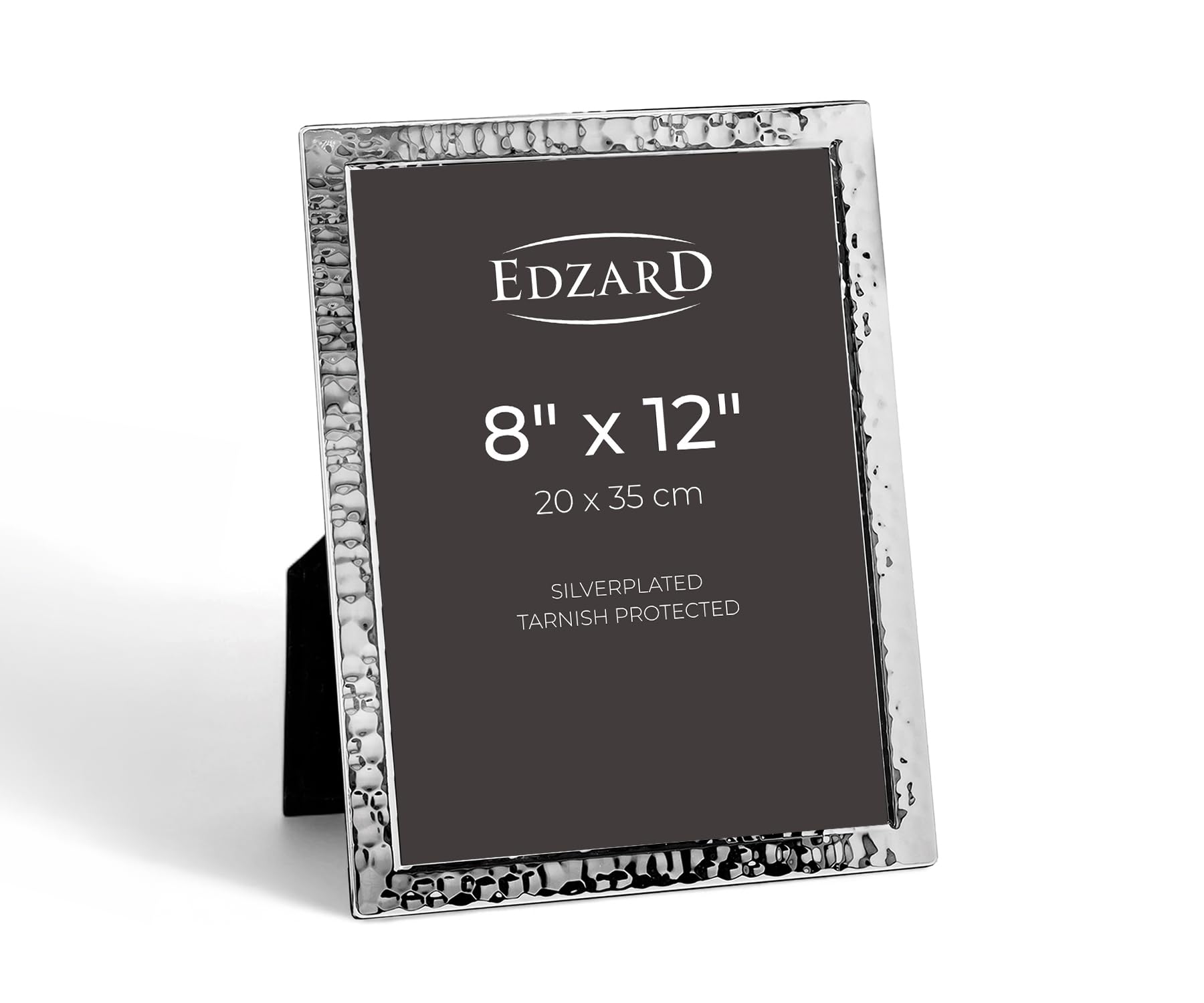 Edzard Silver Plated Photo Frame 8"x12" (20x30 cm) DIN A4 Pavia, Non-Tarnishing, High Gloss Finish, Real Glass Front & Premium Velvet Back, Portrait or Landscape Display
