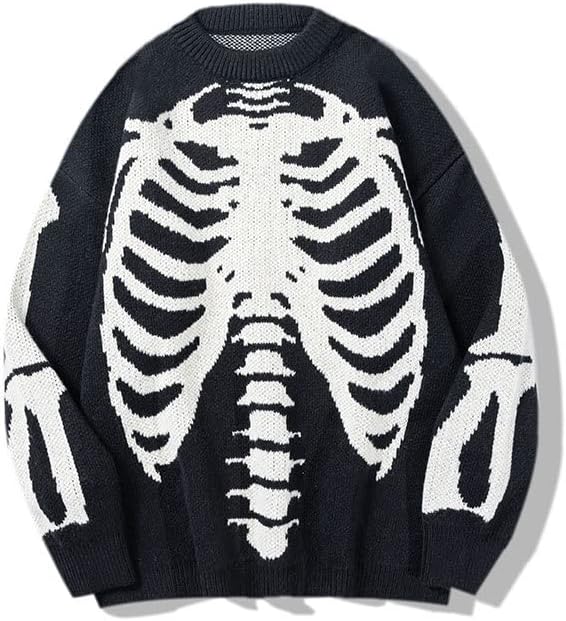 Y2K Grunge Skeleton Sweatshirt Oversized Long Sleeve Fairy Alt 