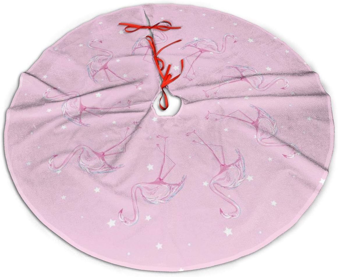 Amazon Com Aso Sling Faux Fur Plush Merry Christmas Tree Skirt Pink Flamingo Printed Tree Decor Carpet Themed With Christmas Ornaments Christmas Decoration 30 36 48 Inch In Diameter Home Kitchen