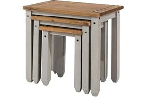 Furniture Dash Wood Nest of 3 Tables Corona Gray