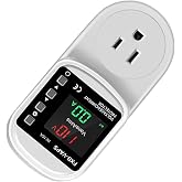 Micpointik 16A Auto-Reset Voltage Protector Adjustable Over Under | Voltage Protection Device for 110V Appliances, Real-Time Monitoring LCD Display, Flame Retardant ABS Housing for Home Safety