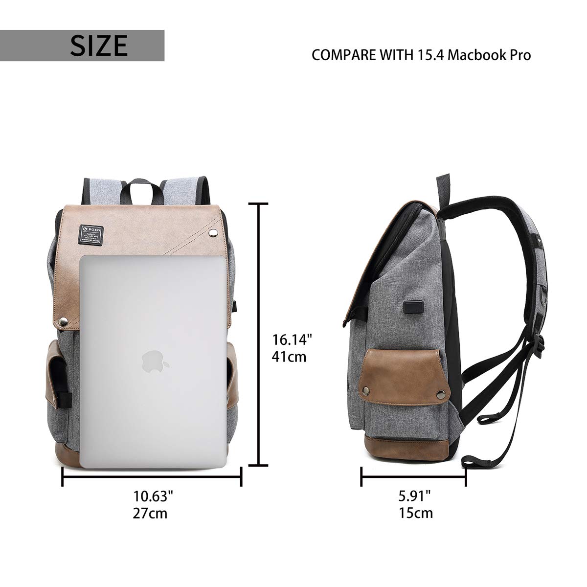 Casual Laptop Backpack, Large College School Backpack for Men&Women with USB Charging Port, Big Business Computer Bag, Khaki