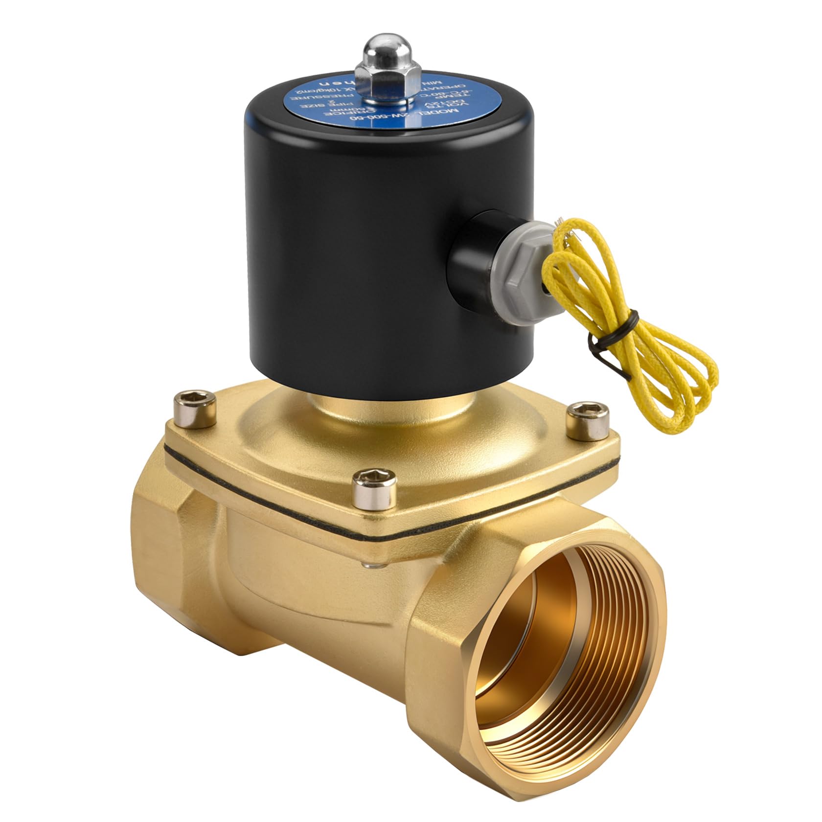 Heschen Brass Electric Solenoid Valve, 2W-500-50, PT2'' Port, DC12V Direct Action Water, Normally Closed Replacement Valve (DC12V)