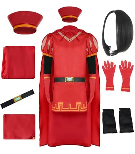LiuzilaiST Herrenkostüm – Farquaad – Rotes Cape, Robe, Hut & Gürtel – Halloween & Cosplay – Größen XS Bis XXXL LiuzilaiST Herrenkostüm – Farquaad – Rotes Cape, Robe, Hut & Gürtel – Halloween & Cosplay – Größen XS Bis XXXL