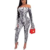SxClub Clubwear Sexy Jumpsuit for Women Bodycon Long Sleeve See Through Long Skinny Pants for Evening Party