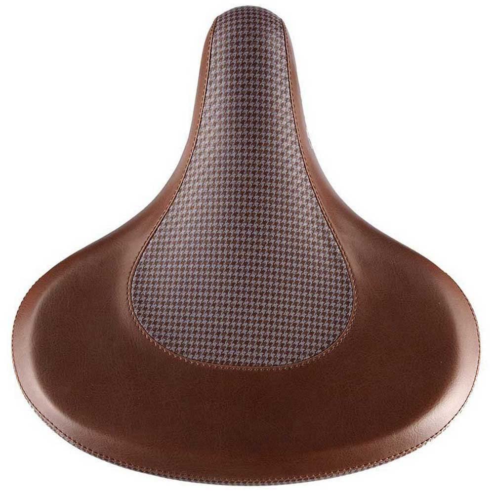 Retro Bicycle Saddle Coil Spring Chequered Pattern Brown