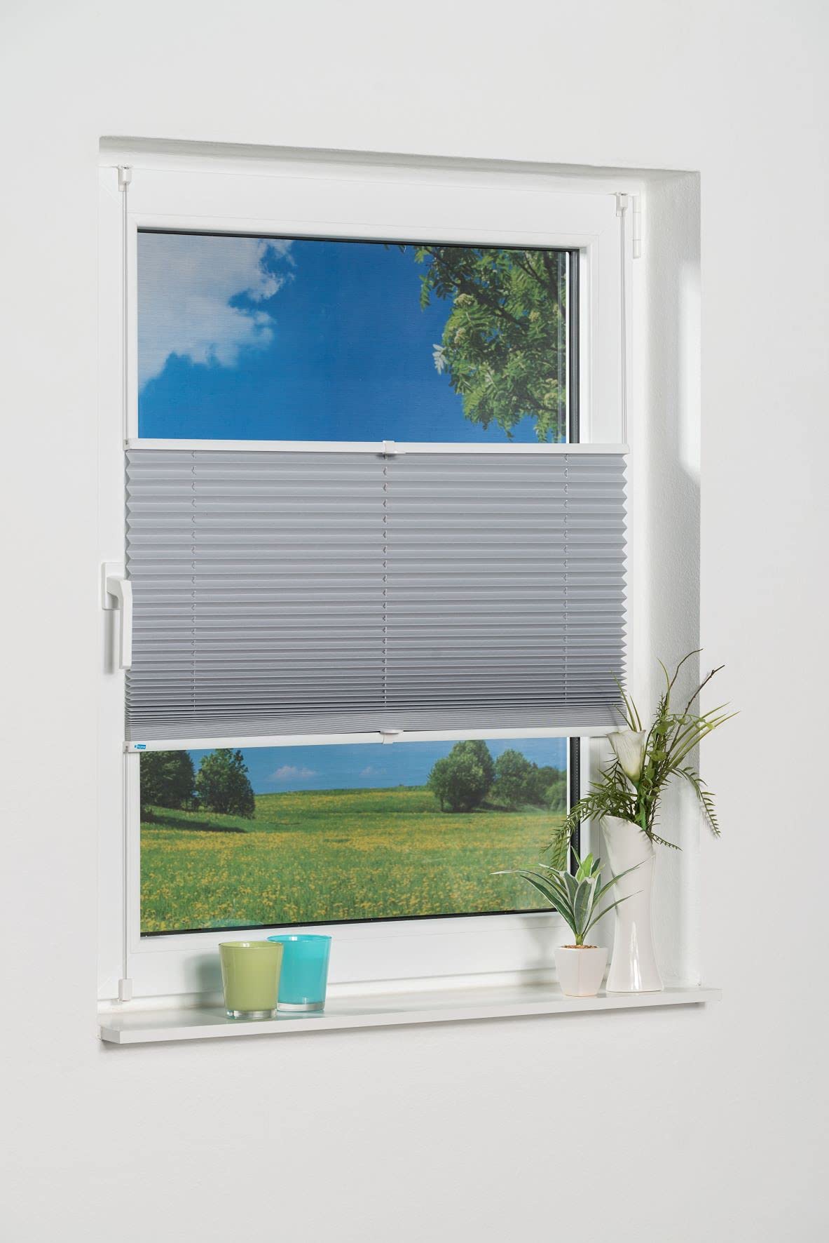 K-home Pleated Blackout Blind, Polyester, Grey, 100 x 130 (W x L)