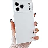 YTanazing for iPhone 17 Pro Max Case Rectangle Edge Corner, Cute Candy Color Soft Rubber Gel Phone Case for Women Girly Aesthetic Trendy Unique Design with Camera Cover, White
