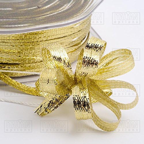 1 Metre cut length of Gold or Silver metallic pull bow 7mm 3802/3 (Gold 3802)