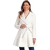 Allegra K Winter Pea Coats for Women Shawl Lapel Overcoat Single Breasted Belted Long Trench Coat