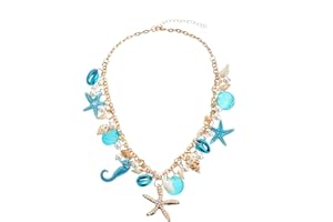 RUOFFETA Shell Starfish Necklace Bracelet Conch Statement Chunky Necklace Mermaid Costume Jewelry Beach Jewelry for Women