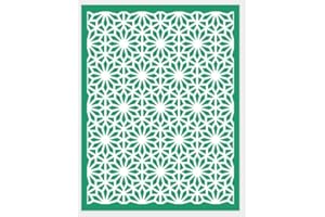 JAJADO Lattice Self Adhesive Silk Screen Stencils Reusable Flower Plaid Screen Printing Template Chalk Paste DIY Stencil Mesh Transfer Craft on Wood/Cabinet/Card/Furniture/Wall Art Painting 8.5x11 in