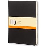 Moleskine Cahier Journal, Soft Cover, XL (7.5" x 9.5") Ruled/Lined, Black, 120 Pages (Set of 3)