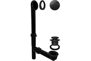 Westbrass 593144-62 Black 1-1/2" Tubular Tip Toe Bath Waste Drain Kit, Matte Black ,Pack of 1