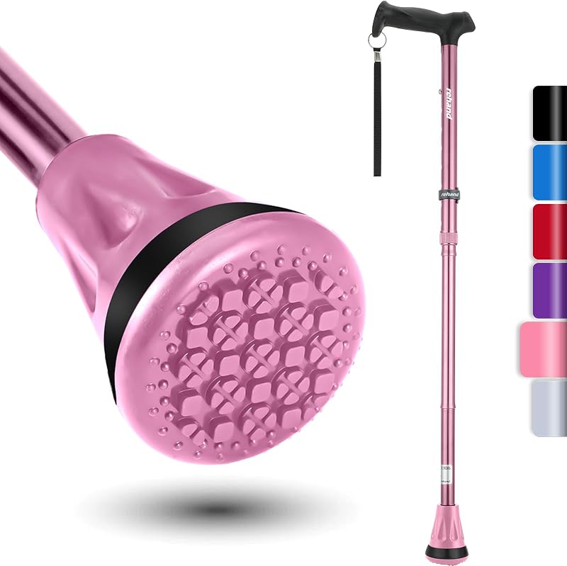 REHAND Folding Adjustable Walking Cane Heavy Duty All Terrain Tip