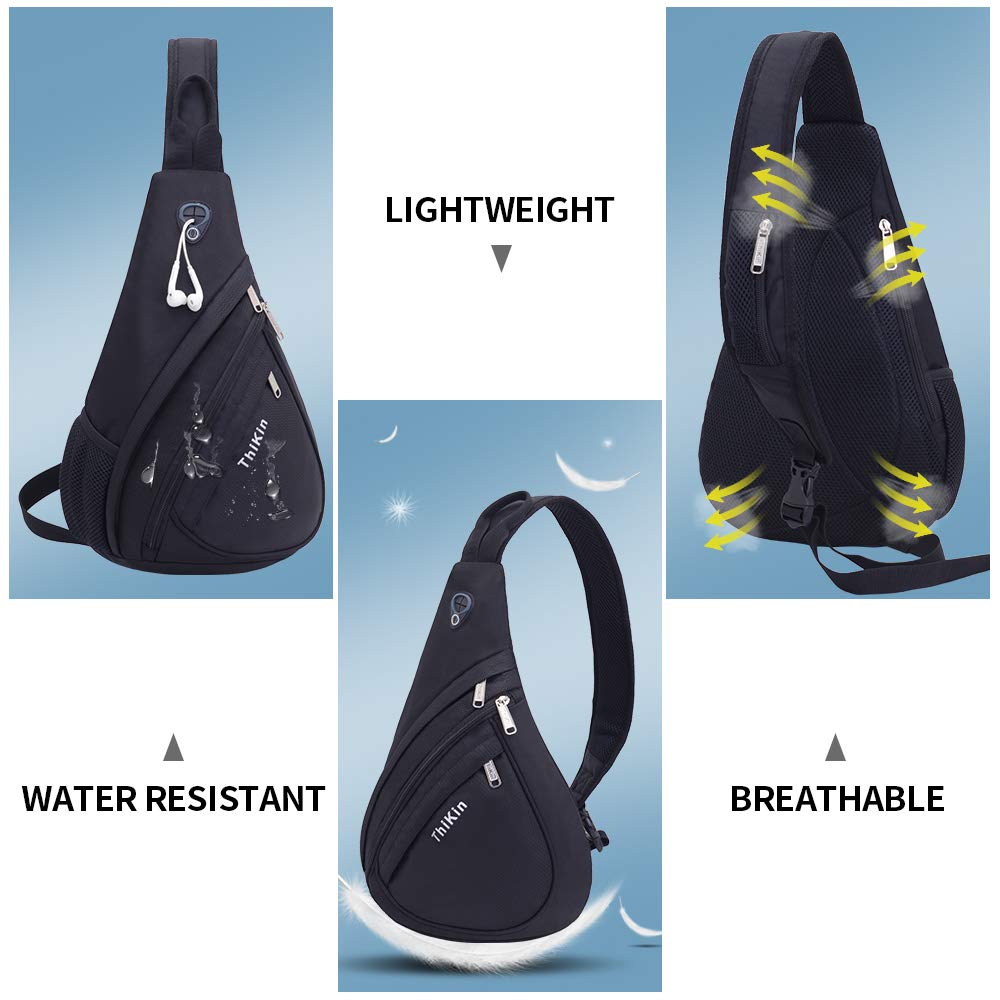 MaYee Zaino Monospalla Uomo Donna Zaino Spalla Impermeabile Portatile Sportivo Borsello Sling Bag Borsa a Spalla per Viaggio Ciclismo Sport Nero